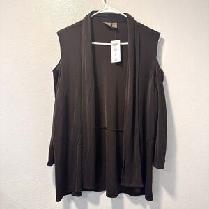 Easywear By Chicos Size-2 Womens Cardigan Lillian Jacket Dark‎ Chocolate